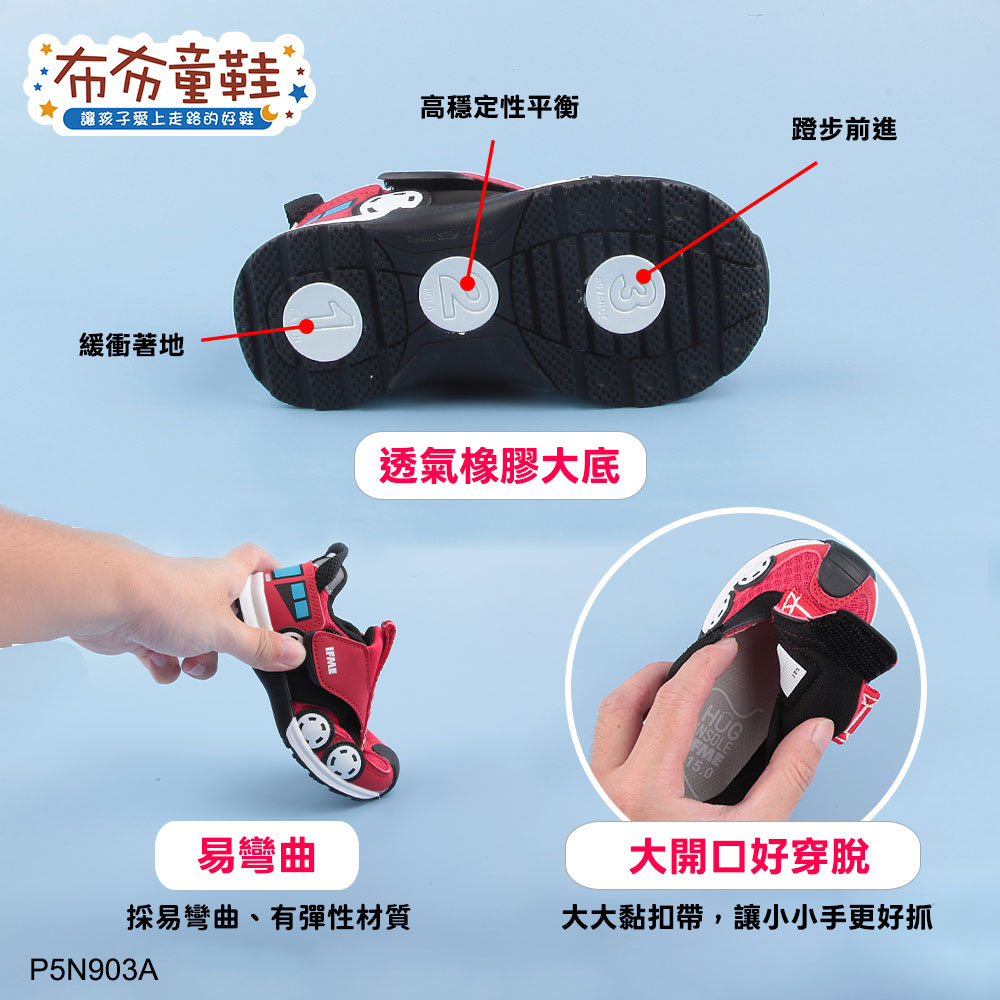 日本IFME迅速消防車紅色中童機能運動鞋
